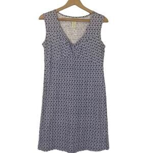Caribbean Joe Blue &‎ White Geometric Sleeveless Dress Sz s